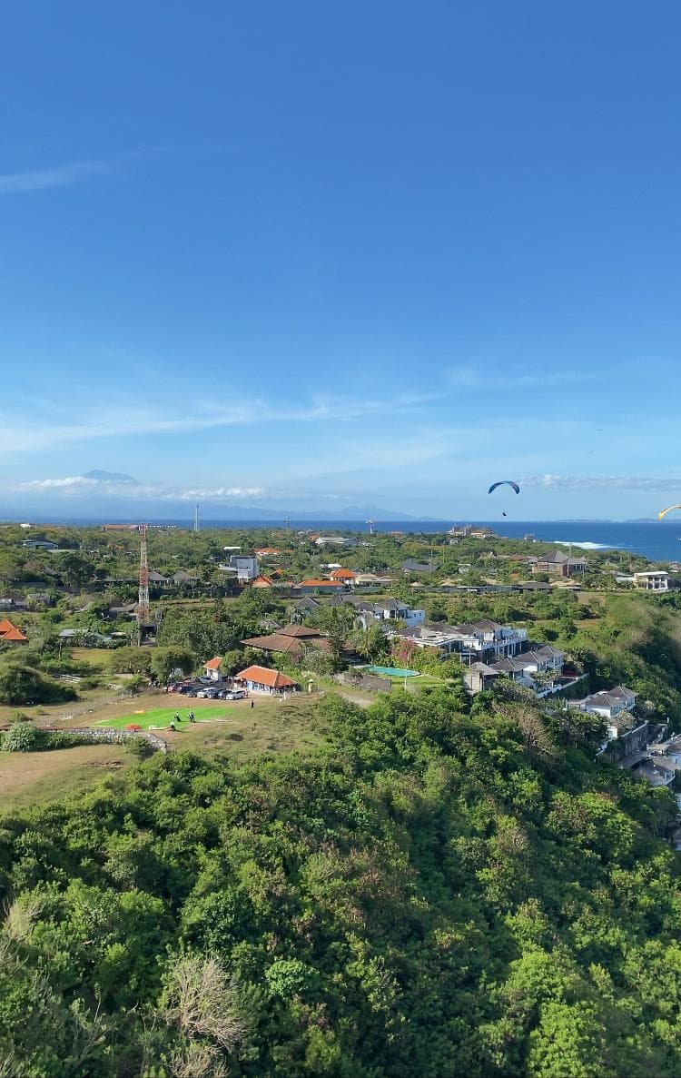 Paragliders flying above Sawangan, Nusa Dua
