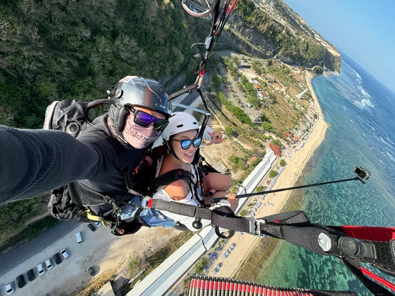 Coastal cliffs view from paraglider