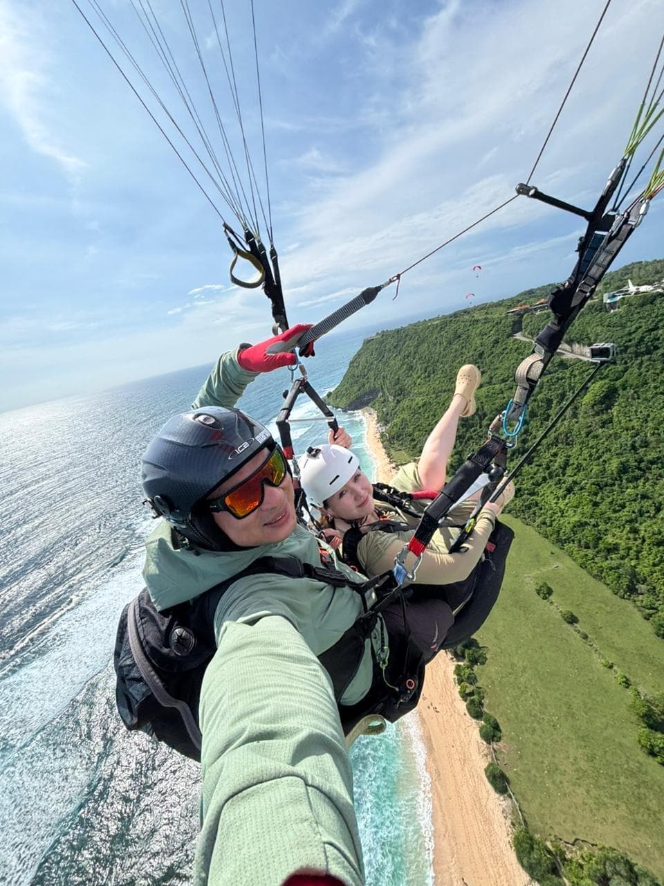 Excited customer flying high