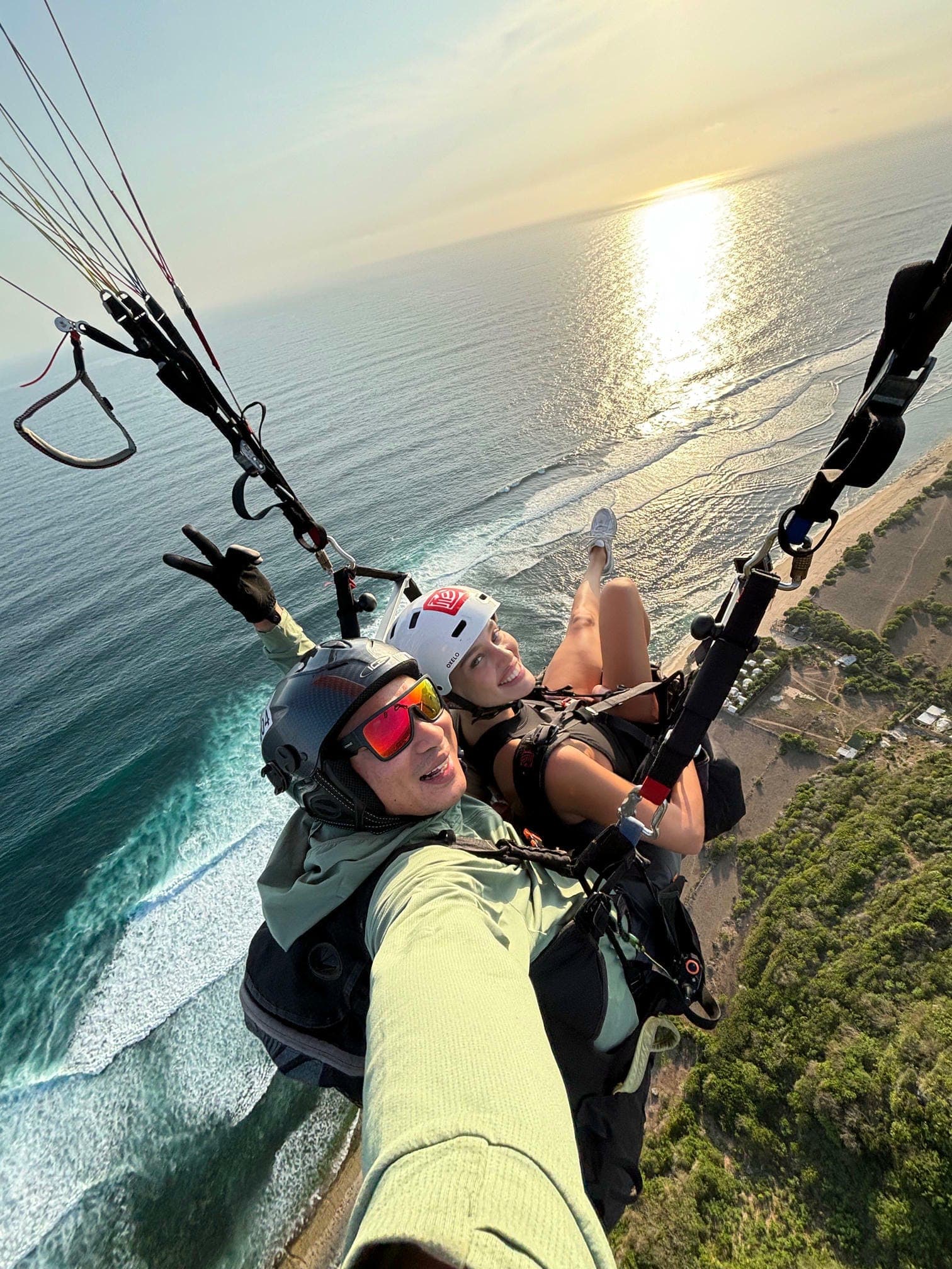 Customer soaring over coast
